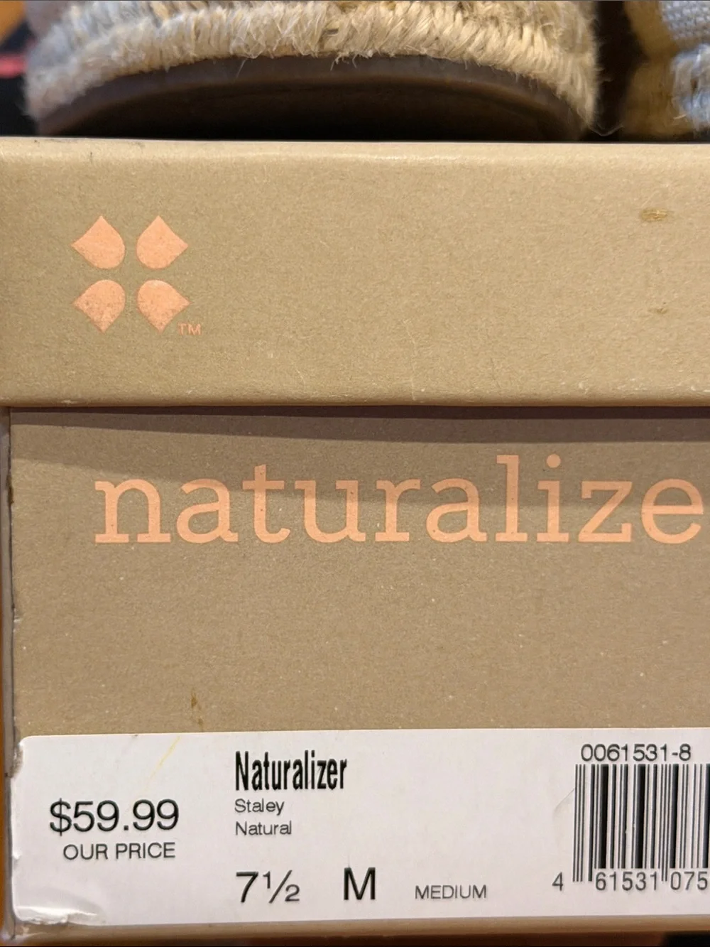 Naturalizer Neutral Tan Peep-Toe Slingback Espadrille Wedges